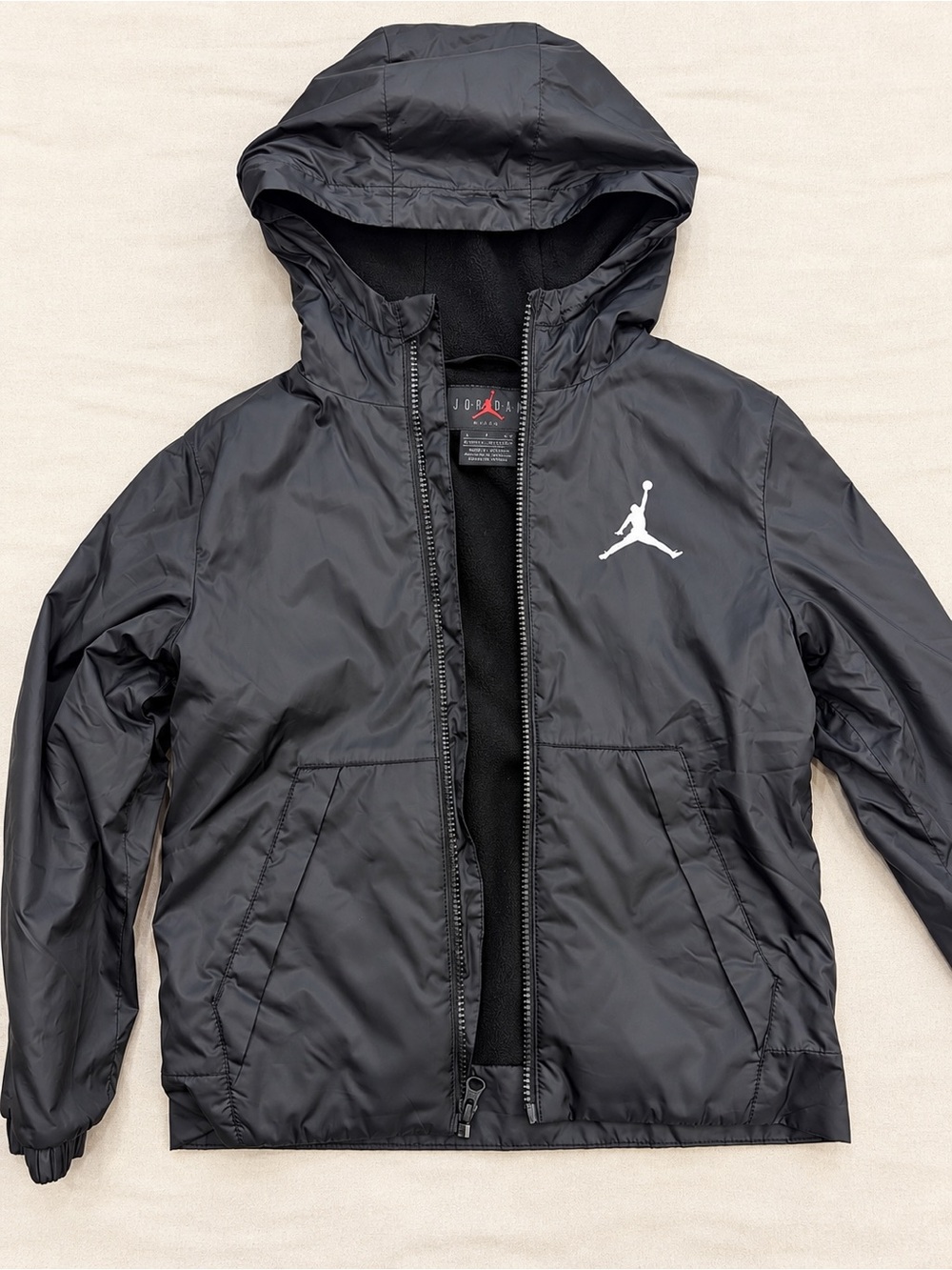 Jordan Boys Black Fleece Lined Hooded Jacket Size S 8-10